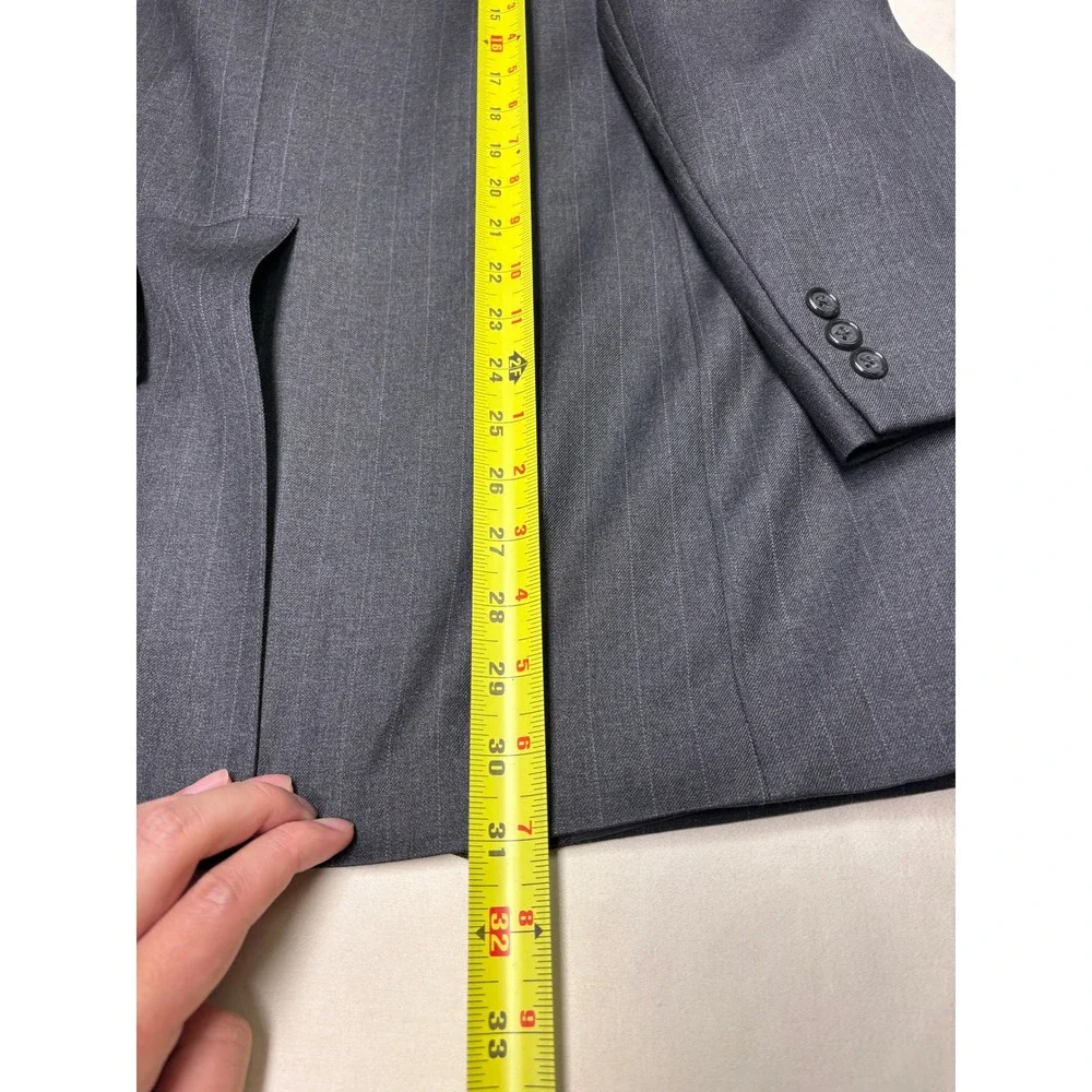 J. Press Parker Mens 43R Wool Pinstripe Blazer Jacket Charcoal Grey‎ Made Canada